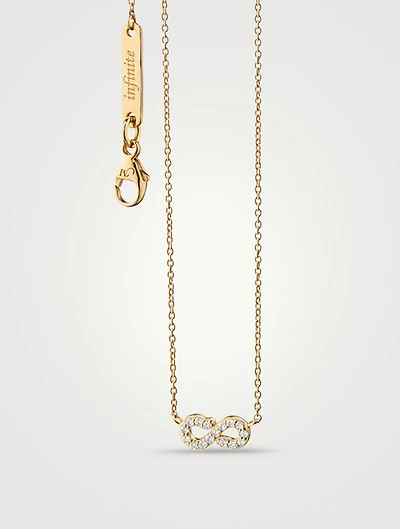 18K Gold Infinity Necklace With Pavé Diamonds