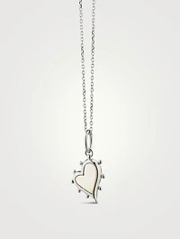 Petite Silver Heart Necklace With Mother-Of-Pearl And Diamonds