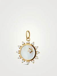 Mini Happiness Sun Charm With Diamonds And Mother-Of-Pearl
