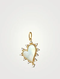 18K Gold Heart Charm With Mother-Of-Pearl And Diamonds