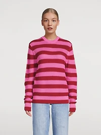 Cotton Oversized Sweater Striped Print