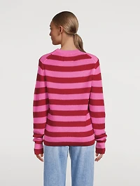 Cotton Oversized Sweater Striped Print