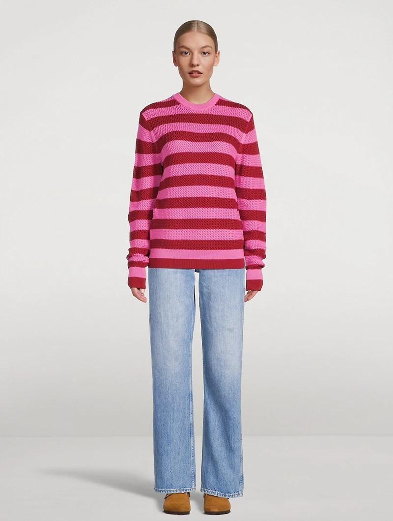 Cotton Oversized Sweater Striped Print