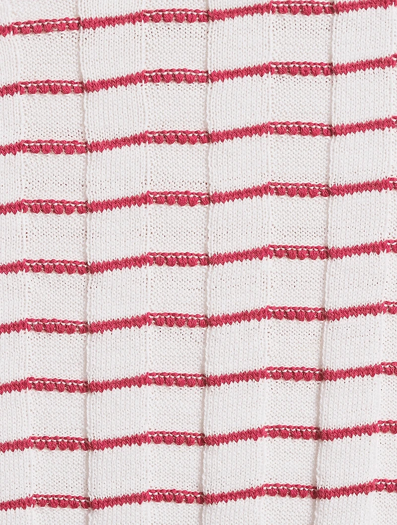 Cotton And Silk Rib T-Shirt Striped Print