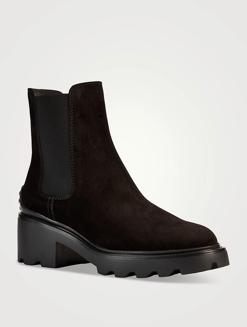 Suede Block-Heel Chelsea Boots