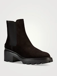 Suede Block-Heel Chelsea Boots