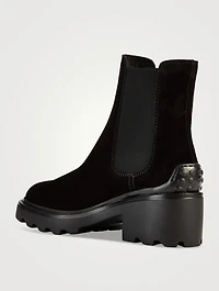 Suede Block-Heel Chelsea Boots