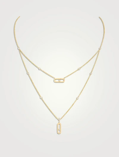 Move Uno Gold Two-Row Necklace With Diamonds