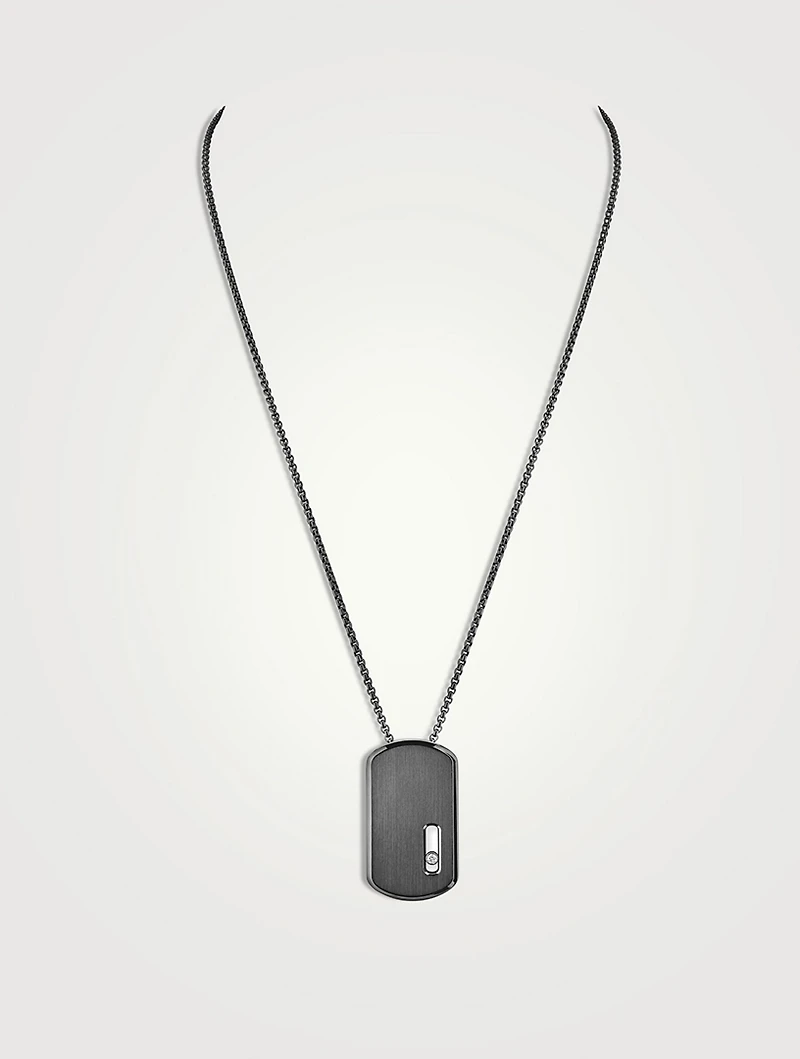 Move Titanium Graphite Pendant Necklace With Diamond