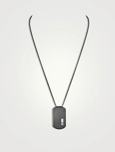 Move Titanium Graphite Pendant Necklace With Diamond