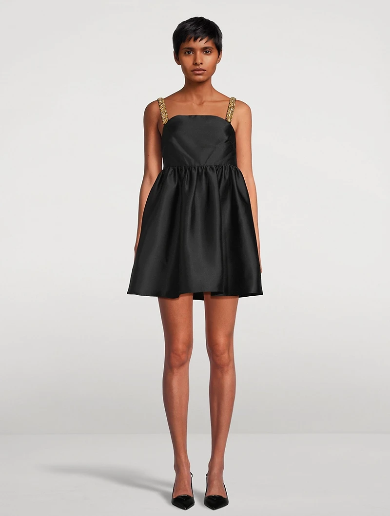 Embellished Taffeta Babydoll Dress