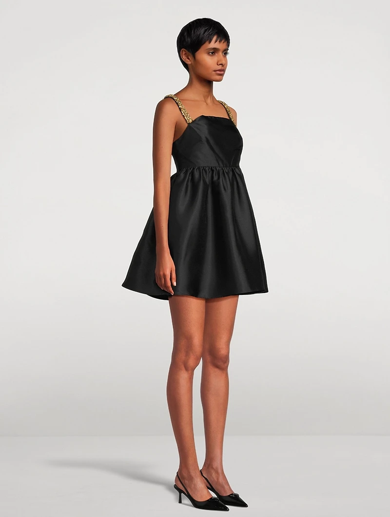 Embellished Taffeta Babydoll Dress
