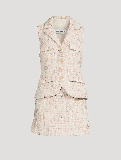 Bouclé Tweed Suiting Mini Dress
