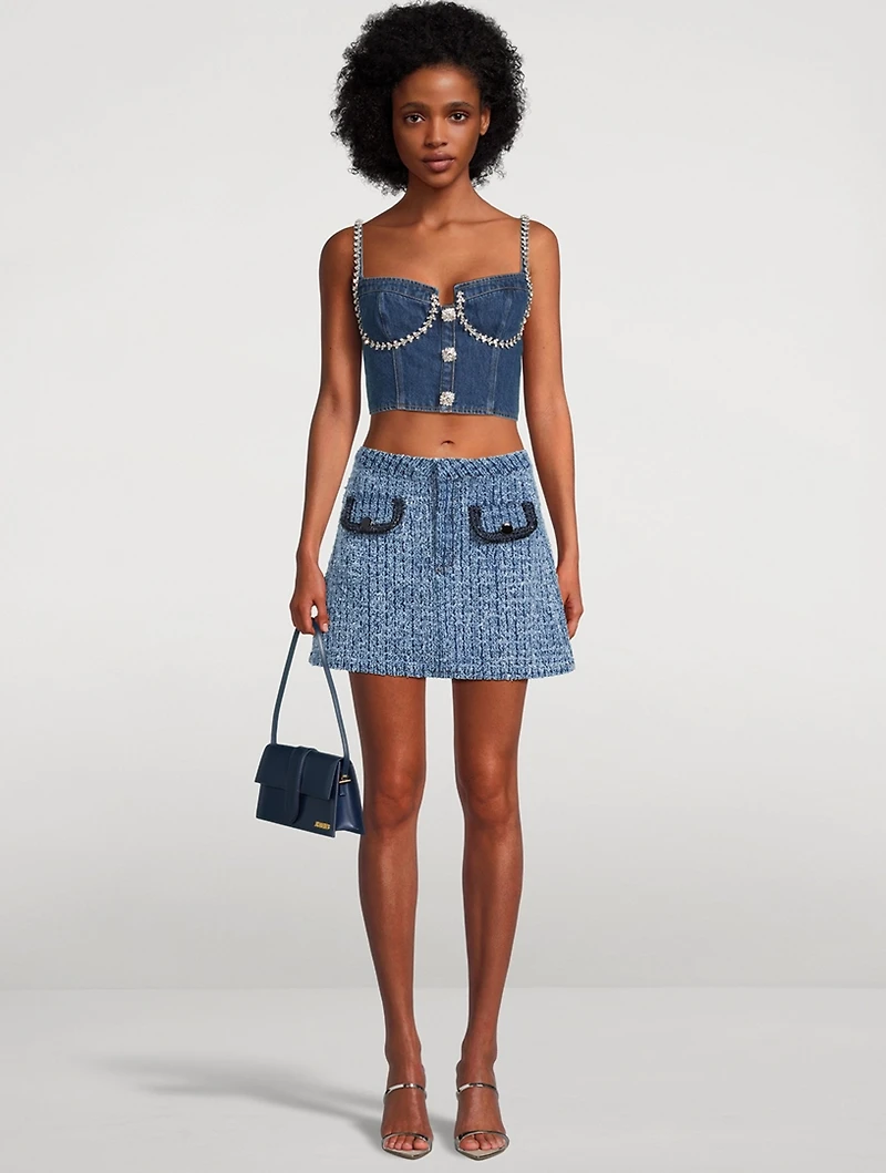 Textured Denim Mini Skirt