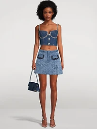 Textured Denim Mini Skirt