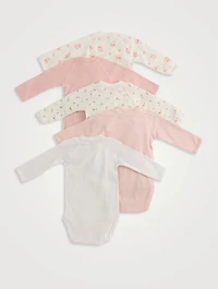 Pack of Five Organic Cotton Wrapover Bodysuits