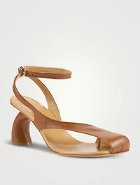 Curved-Heel Asymmetric Leather Sandals