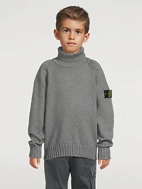 Stretch Cotton Turtleneck Sweater