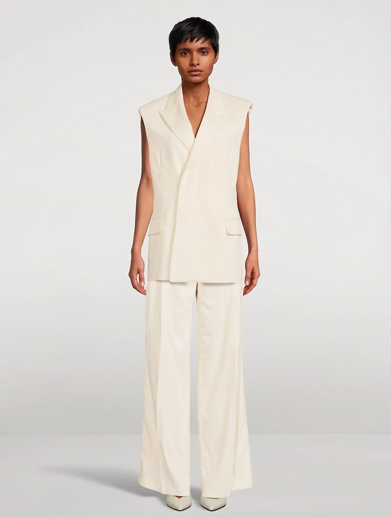Double-Pleated Wide-Leg Trousers