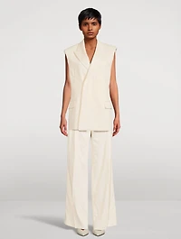 Double-Pleated Wide-Leg Trousers