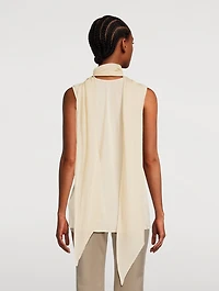 Sleeveless Silk Blouse With Scarf