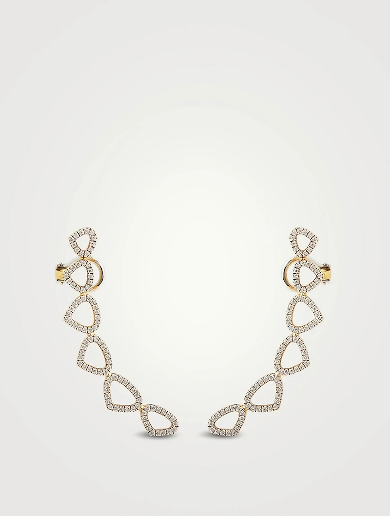 Trina 18K Gold Climber Earrings With Pavé Diamonds