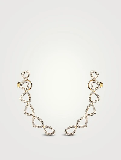 Trina 18K Gold Climber Earrings With Pavé Diamonds