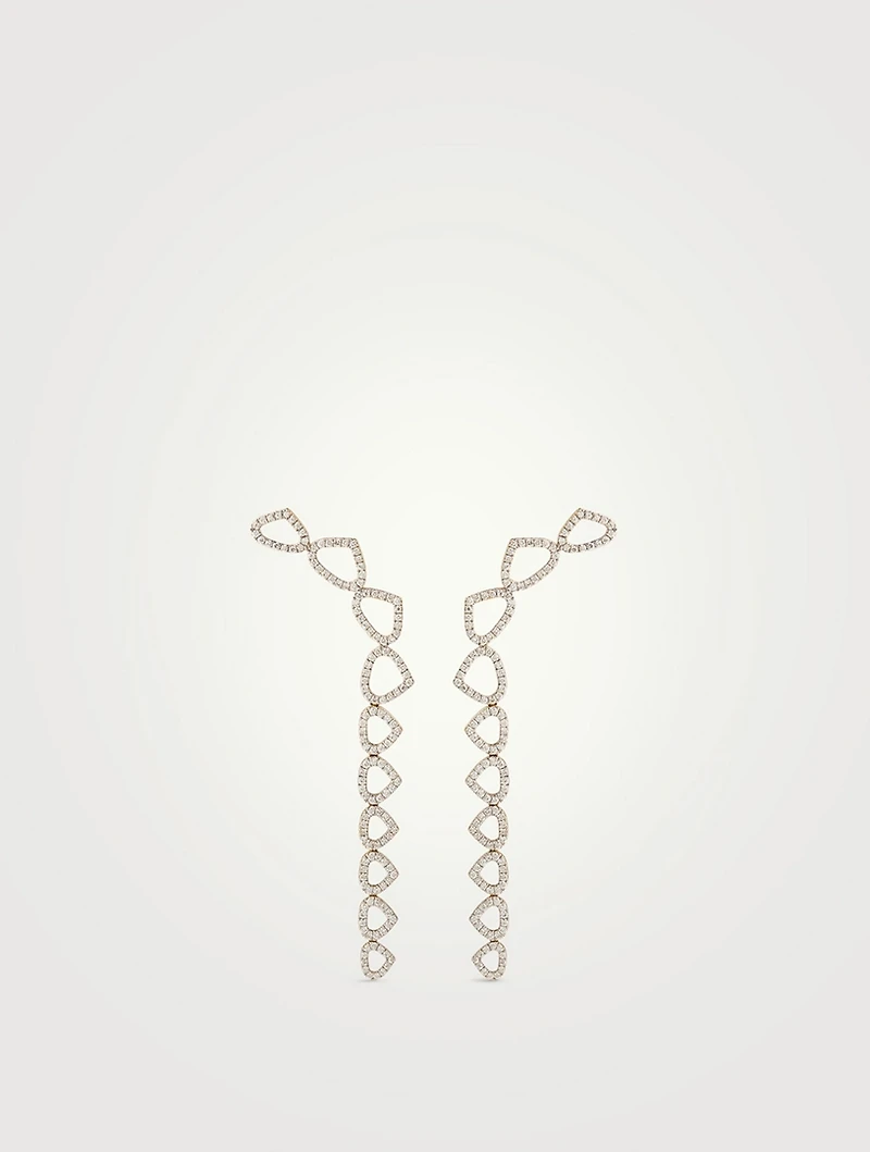 Trina 18K Gold Long Earrings With Pavé Diamonds