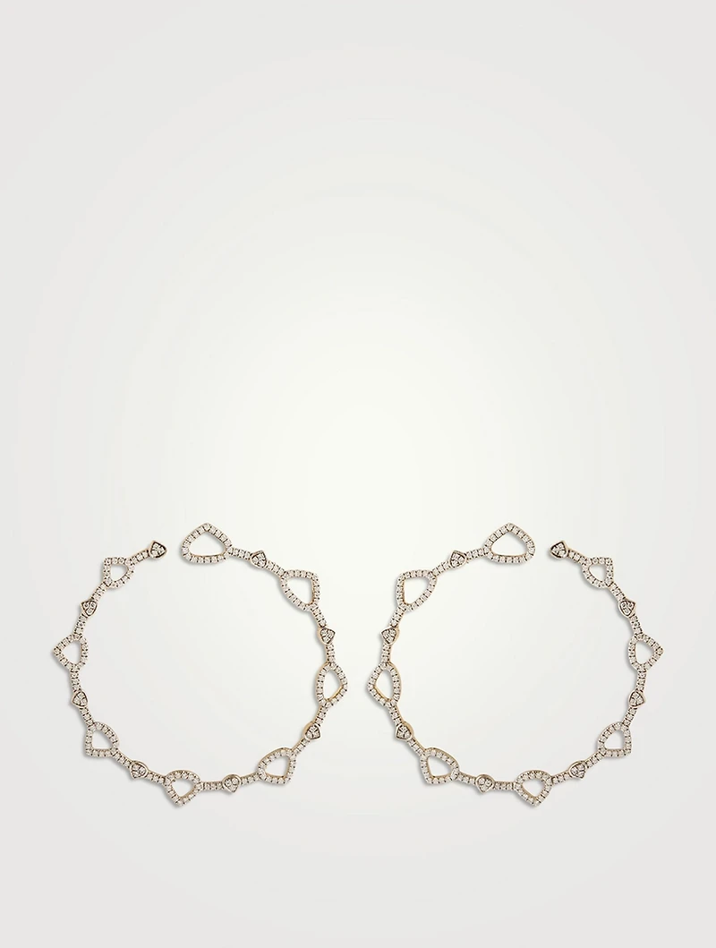 Trina 18K Gold Hoop Earrings With Pavé Diamonds