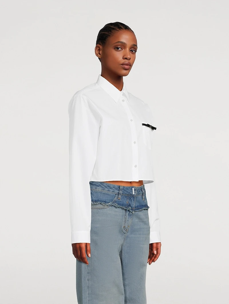 4G Bow Cropped Poplin Shirt