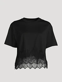Lace-Trimmed Cropped T-Shirt