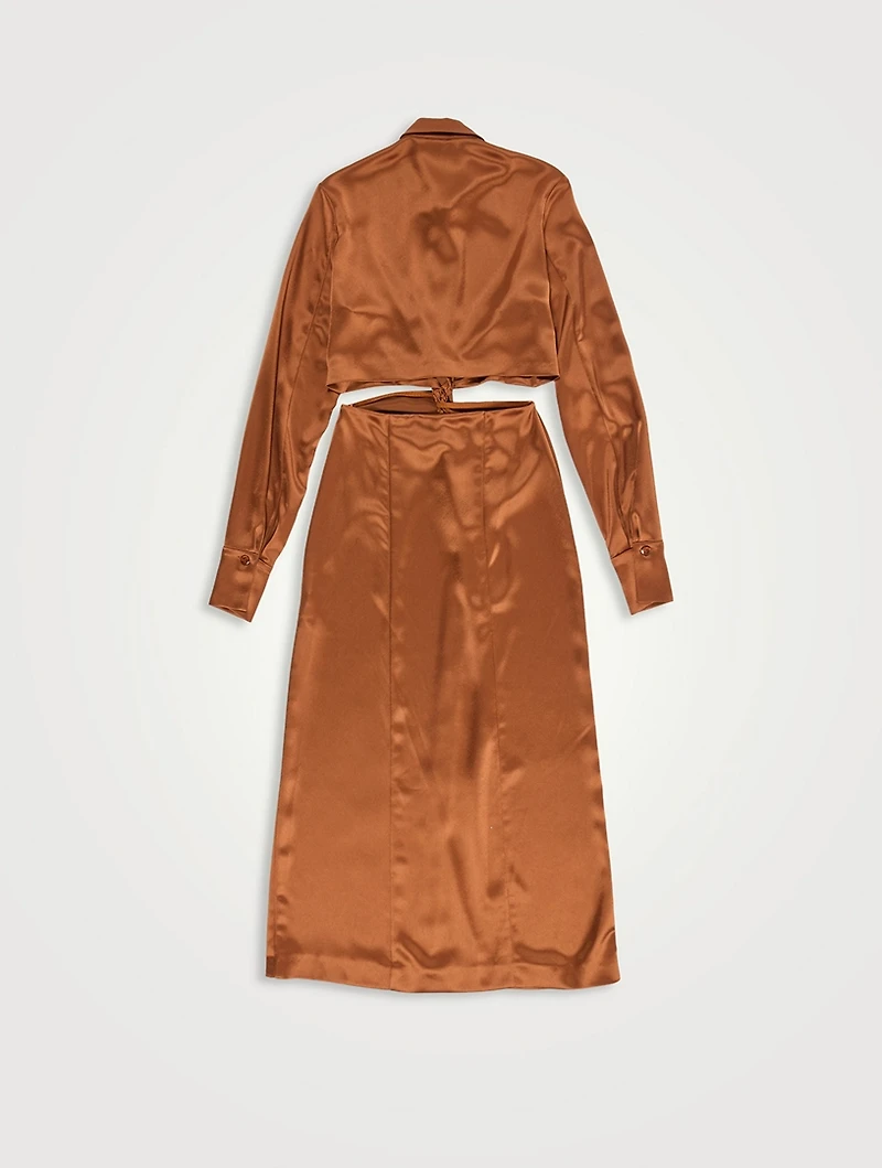 Hock Cut-Out Satin Shirt Dress