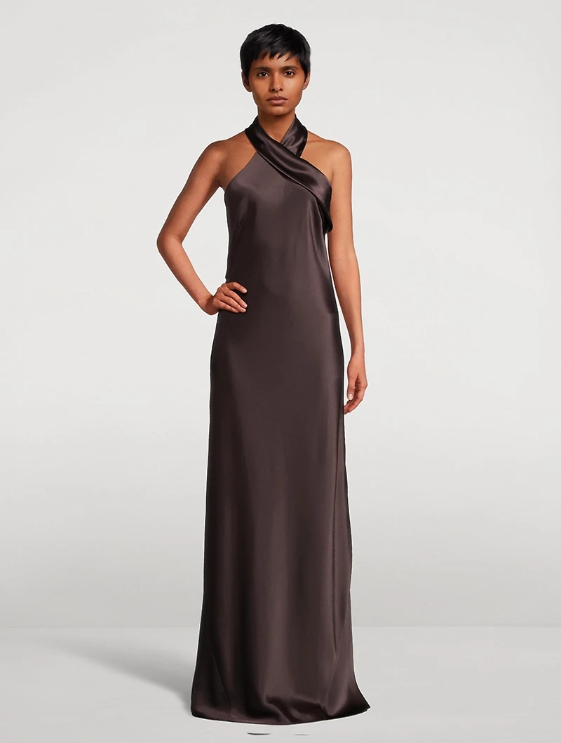 Pandora Satin Halter Gown