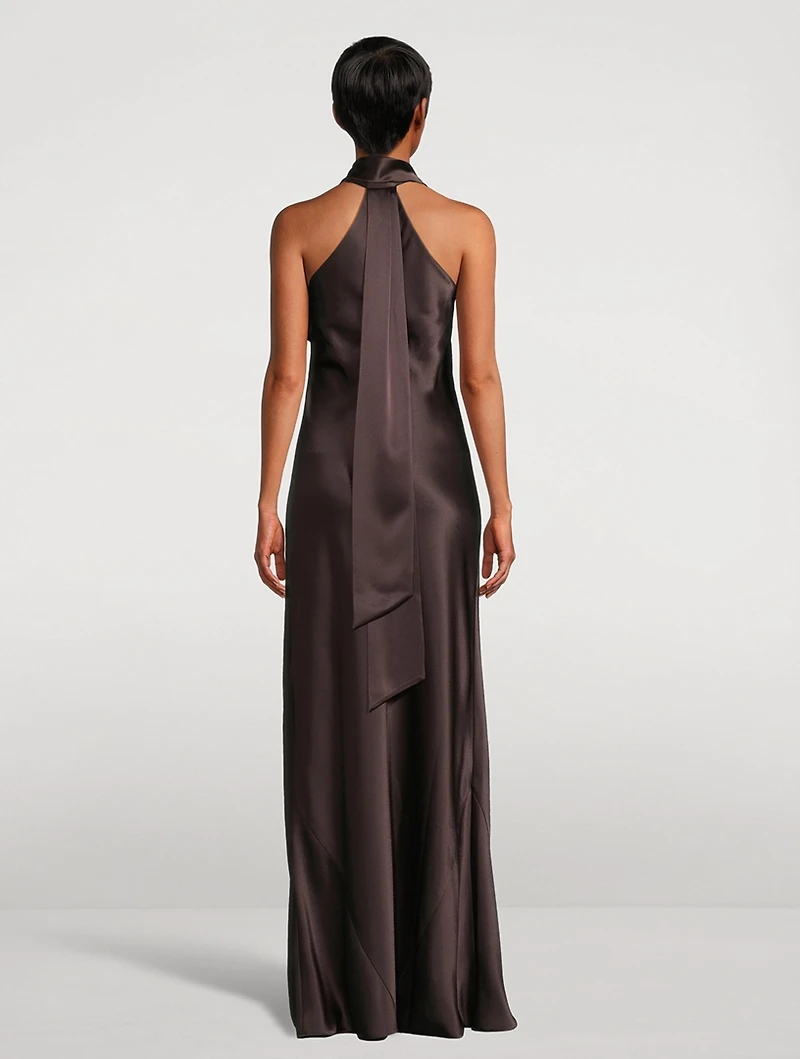Pandora Satin Halter Gown