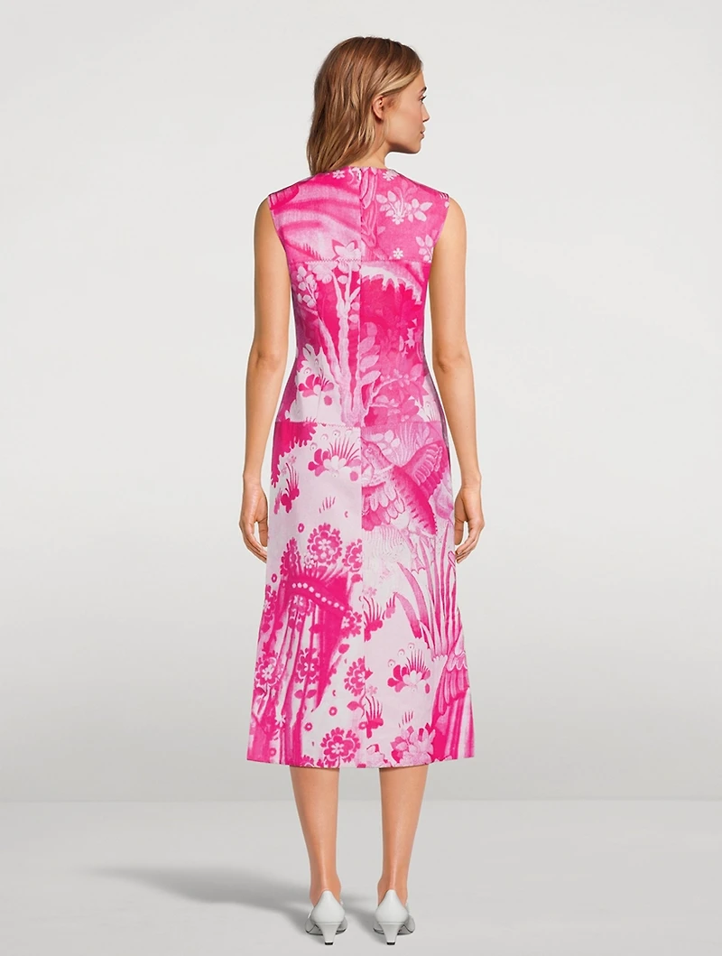 Faille Midi Dress Tapestry Print