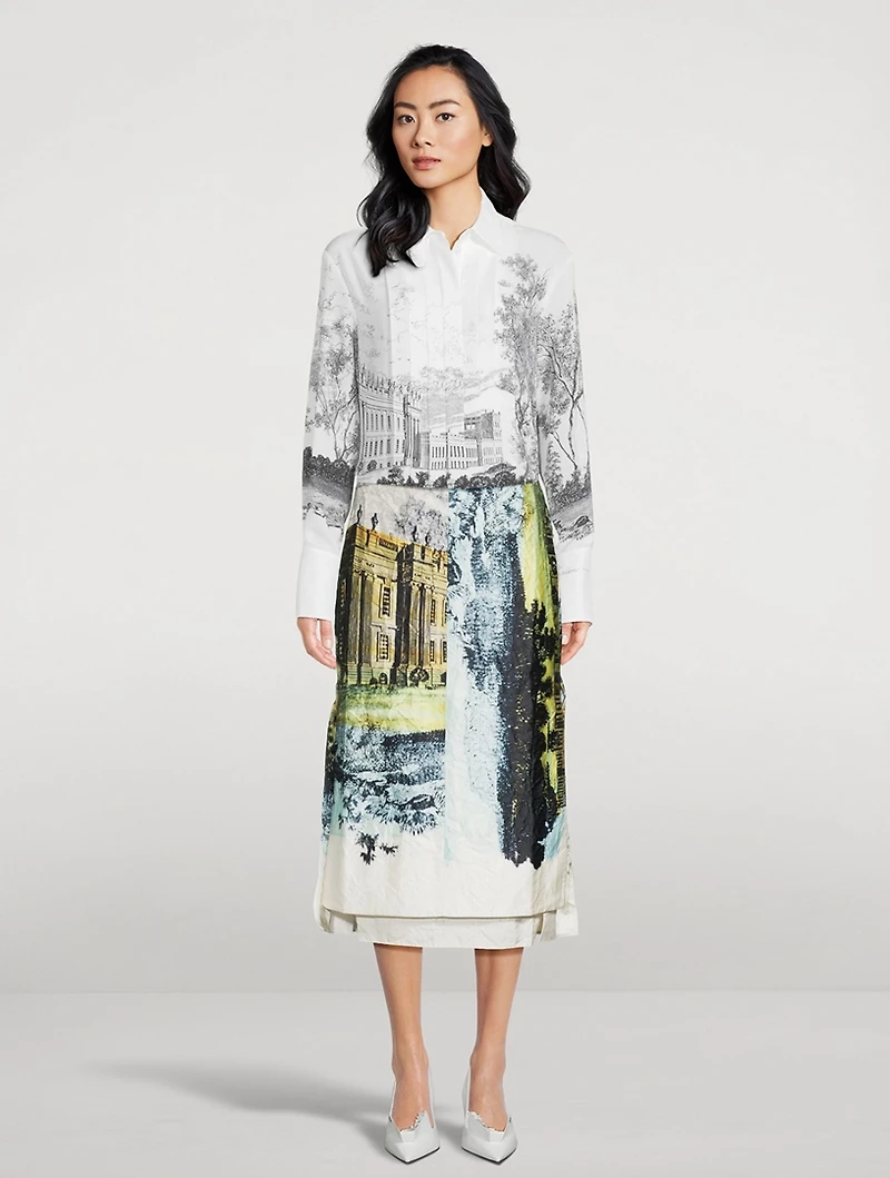 Crêpe de Chine Shirt Countryside Print