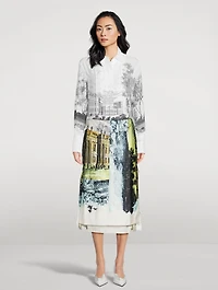 Crêpe de Chine Shirt Countryside Print