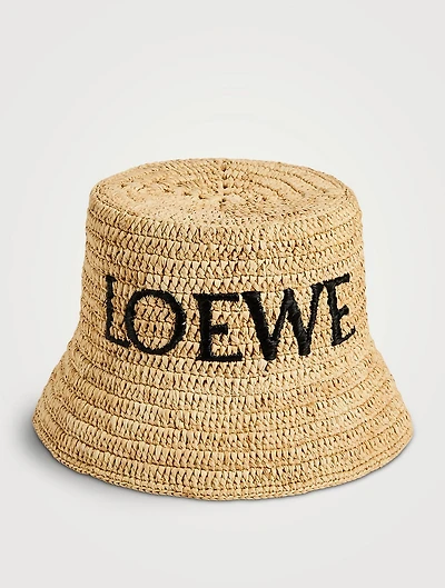 Raffia Bucket Hat With Logo