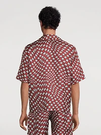 Silk Bowling Shirt Wavy Logo Print