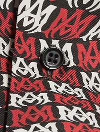 Silk Bowling Shirt Wavy Logo Print