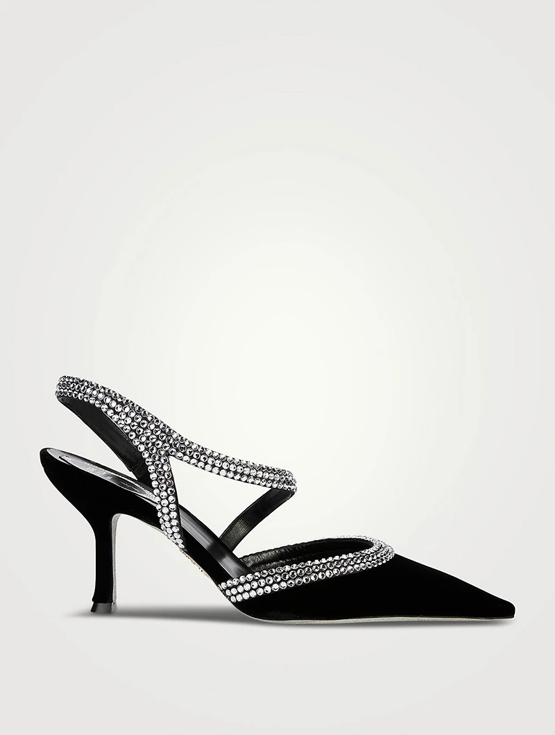 Lisa Crystal Velvet Slingback Pumps