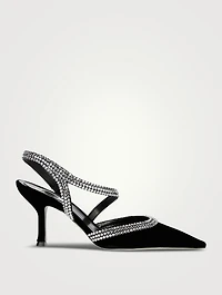 Lisa Crystal Velvet Slingback Pumps
