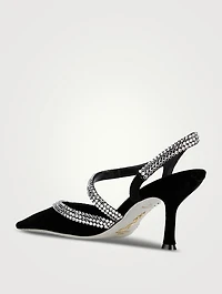 Lisa Crystal Velvet Slingback Pumps