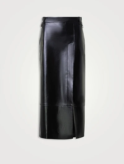 Lacquered Nappa Leather Pencil Skirt