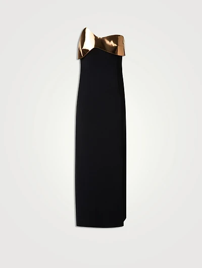 Wool Double-Face Strapless Midi Dress