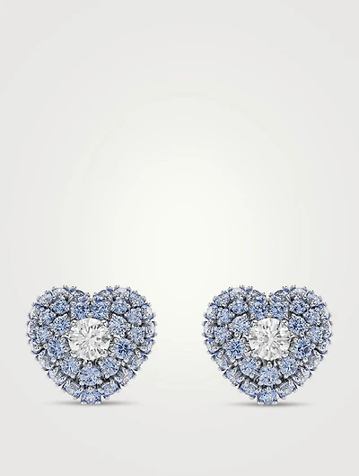 Hyperbola Crystal Heart Stud Earrings