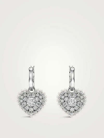Hyperbola Crystal Heart Huggie Hoop Earrings