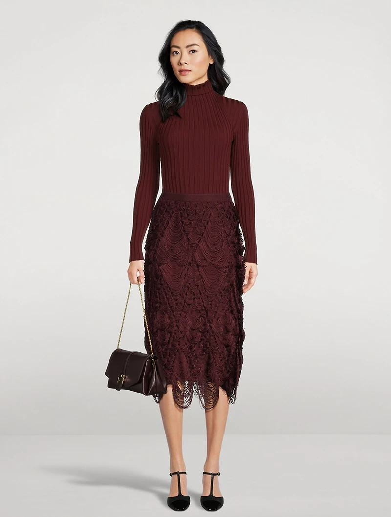 Fringe Midi Skirt