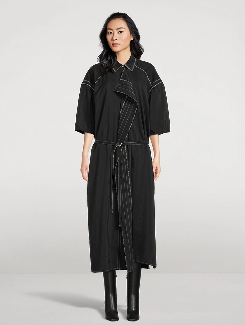 Belted Asymmetric Shirt Dress