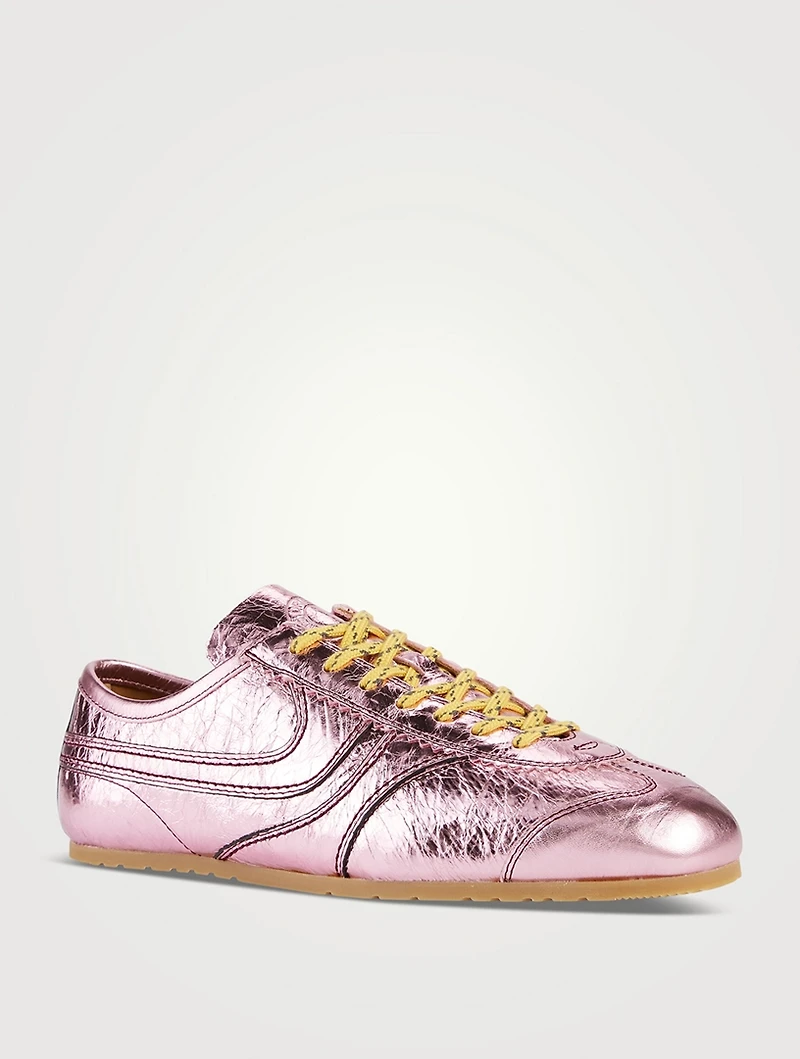 Metallic Leather Sneakers